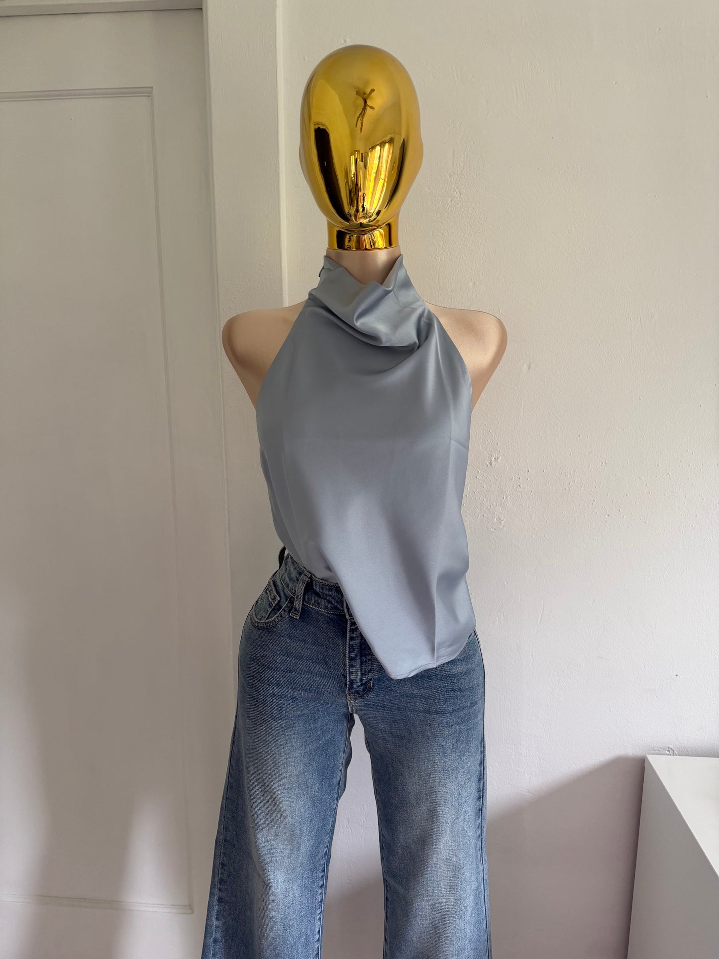 Romina steel blue top